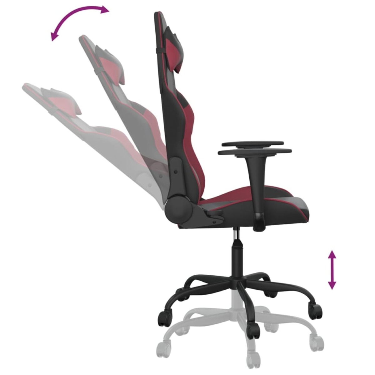 vidaXL Καρέκλα Gaming Μαύρο/Μπορντό από Συνθετικό Δέρμα