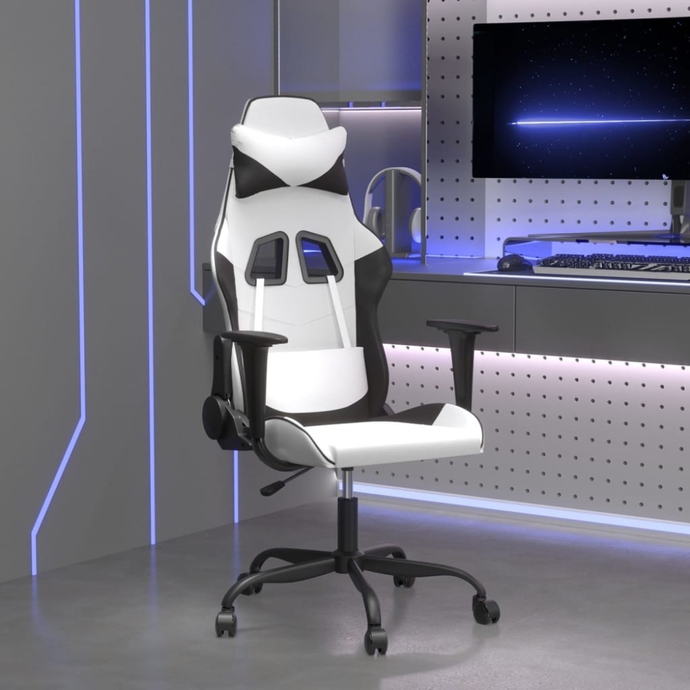 vidaXL Καρέκλα Gaming Λευκό/Μαύρο από Συνθετικό Δέρμα