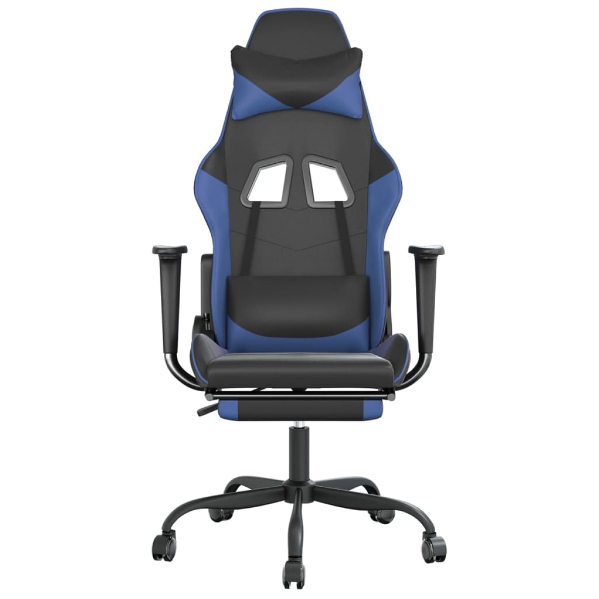 vidaXL Καρέκλα Gaming Μασάζ Υποπόδιο Μαύρο/μπλε από Συνθετικό Δέρμα