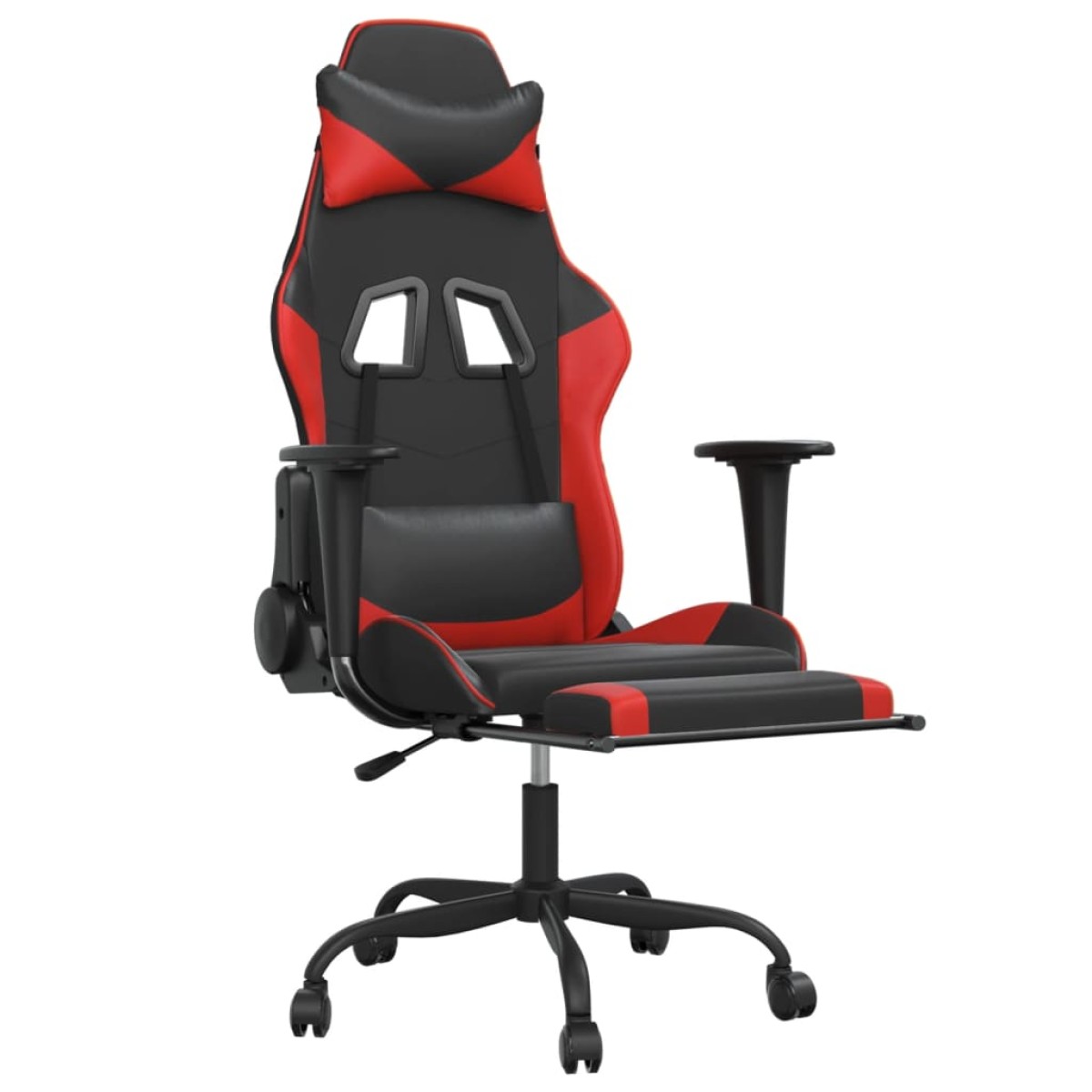 vidaXL Καρέκλα Gaming Μασάζ Υποπόδιο Μαύρο/Κόκκινο από Συνθετικό Δέρμα