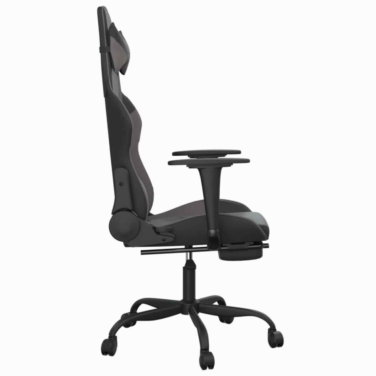 vidaXL Καρέκλα Gaming Μασάζ Υποπόδιο Μαύρο/Γκρι από Συνθετικό Δέρμα