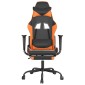 vidaXL Καρέκλα Gaming Μασάζ Υποπόδιο Μαύρο/Πορτοκαλί Συνθετικό Δέρμα