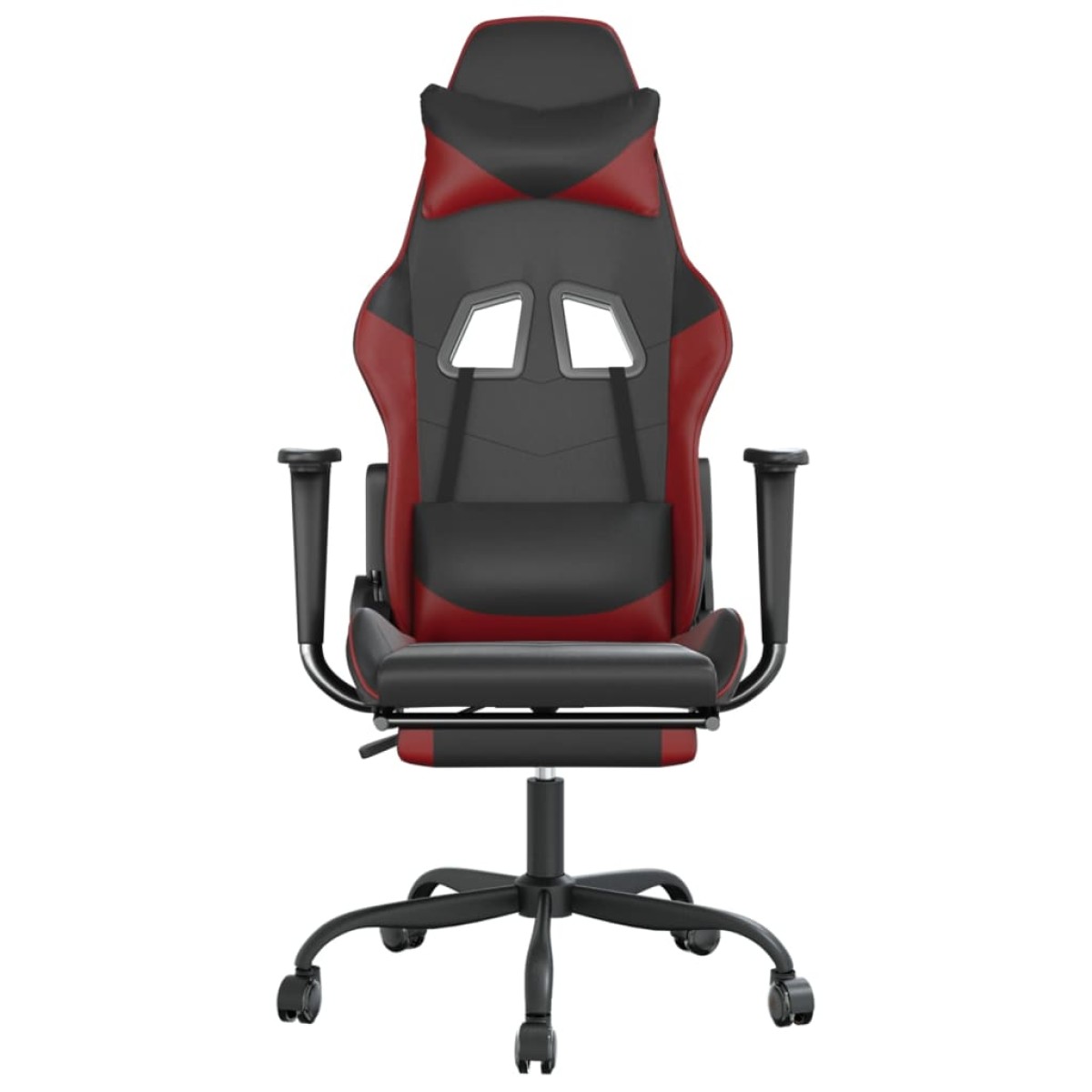 vidaXL Καρέκλα Gaming Μασάζ Υποπόδιο Μαύρο/Μπορντό από Συνθετικό Δέρμα