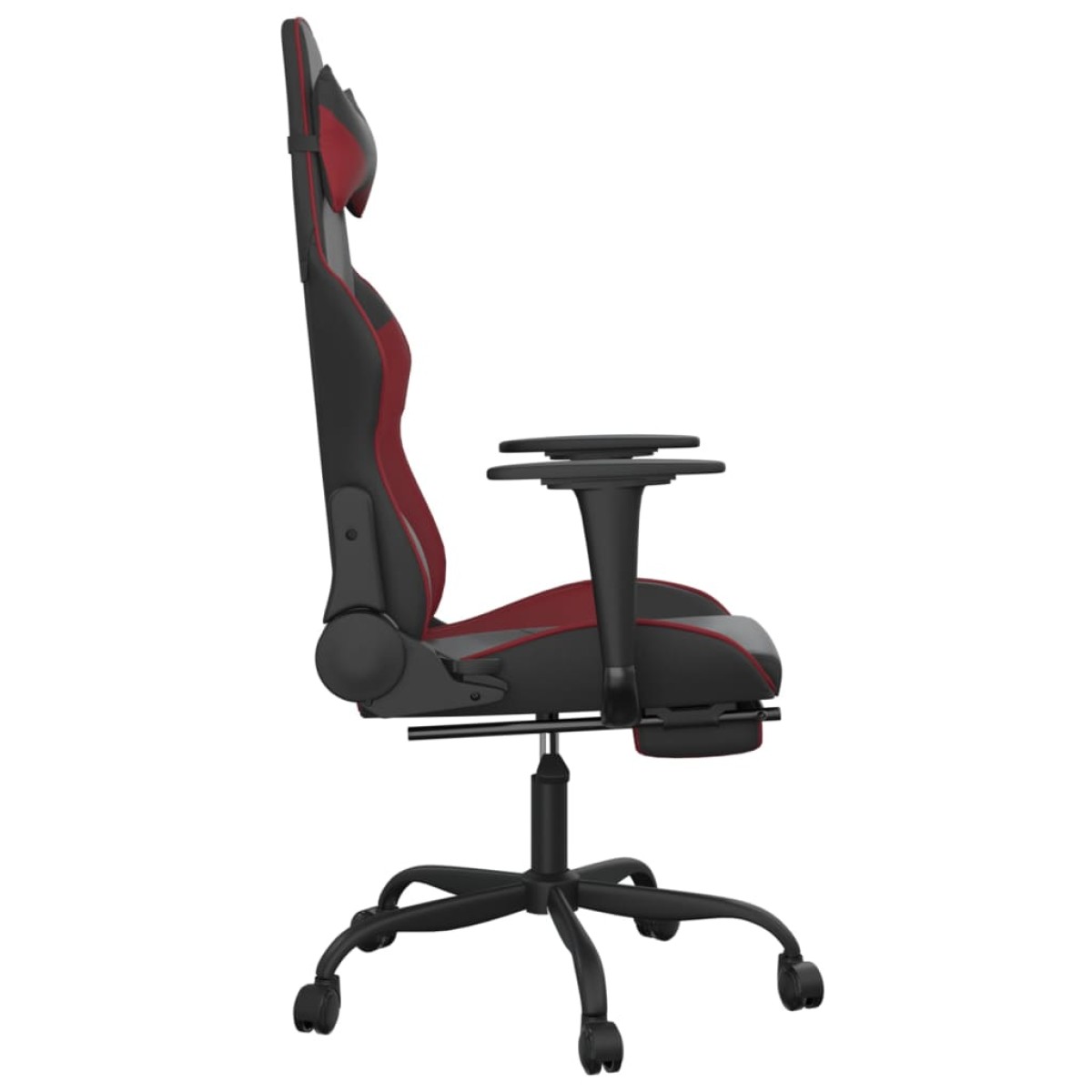 vidaXL Καρέκλα Gaming Μασάζ Υποπόδιο Μαύρο/Μπορντό από Συνθετικό Δέρμα