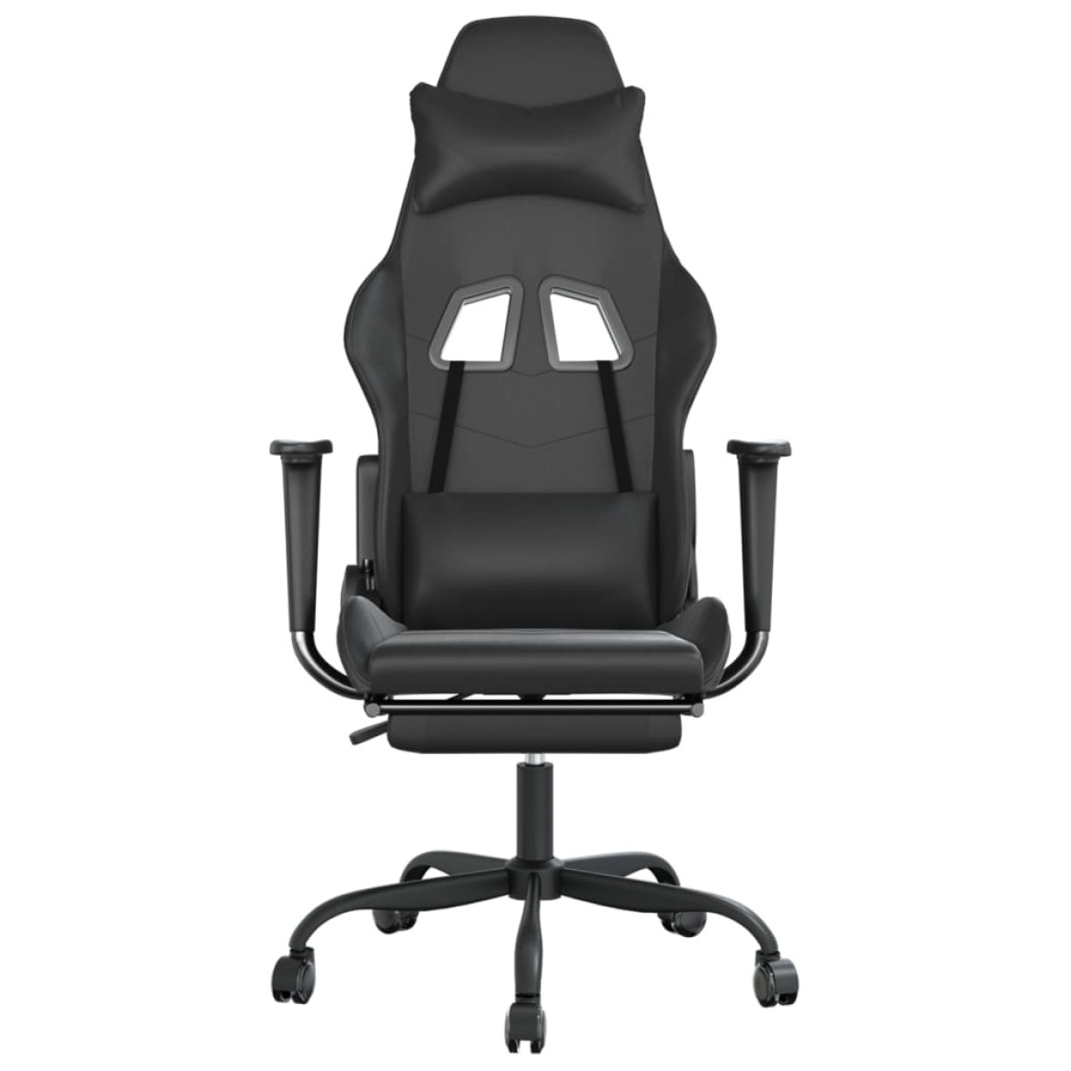 vidaXL Καρέκλα Gaming Μασάζ Υποπόδιο Μαύρο από Συνθετικό Δέρμα