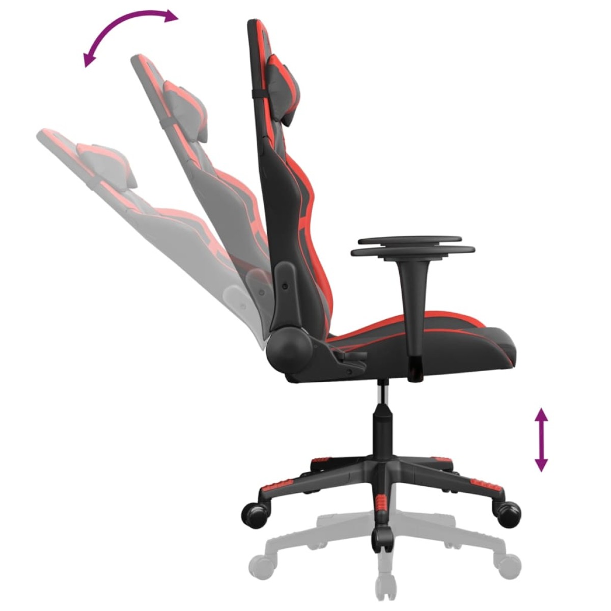 vidaXL Καρέκλα Gaming Μασάζ Μαύρο/Κόκκινο από Συνθετικό Δέρμα