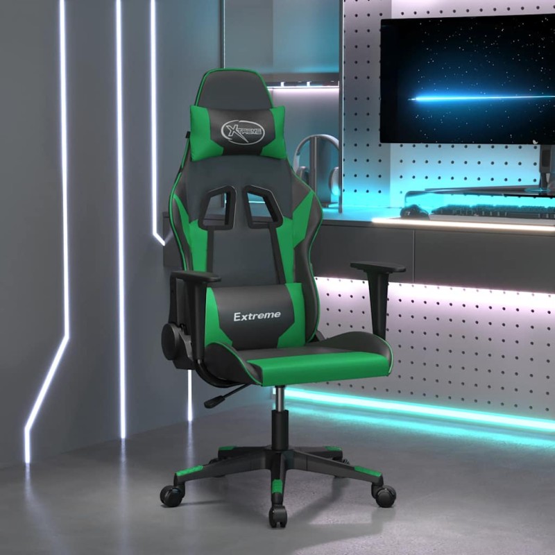 vidaXL Καρέκλα Gaming Μαύρο/πράσινο από Συνθετικό Δέρμα