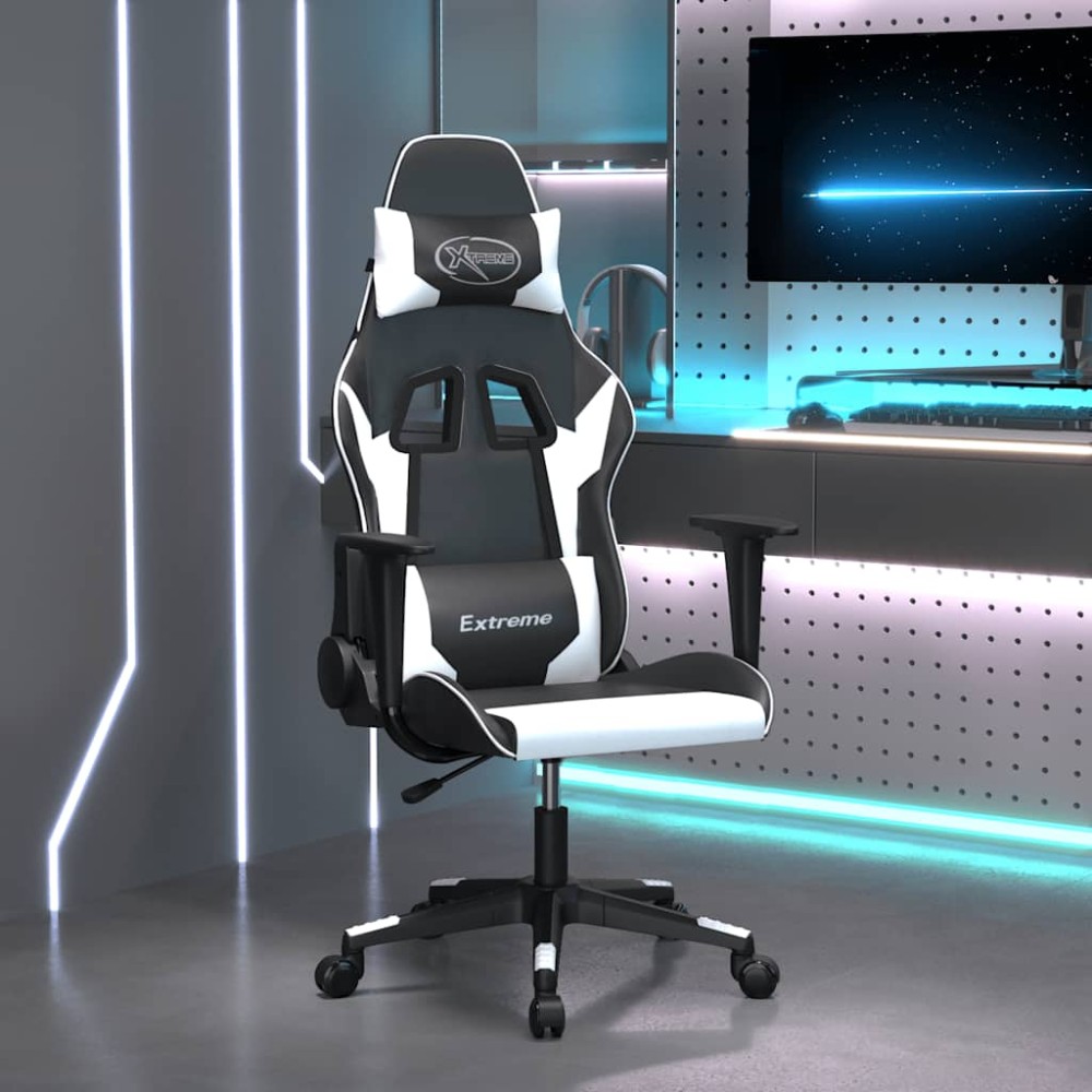 vidaXL Καρέκλα Gaming Μαύρο/Λευκό από Συνθετικό Δέρμα