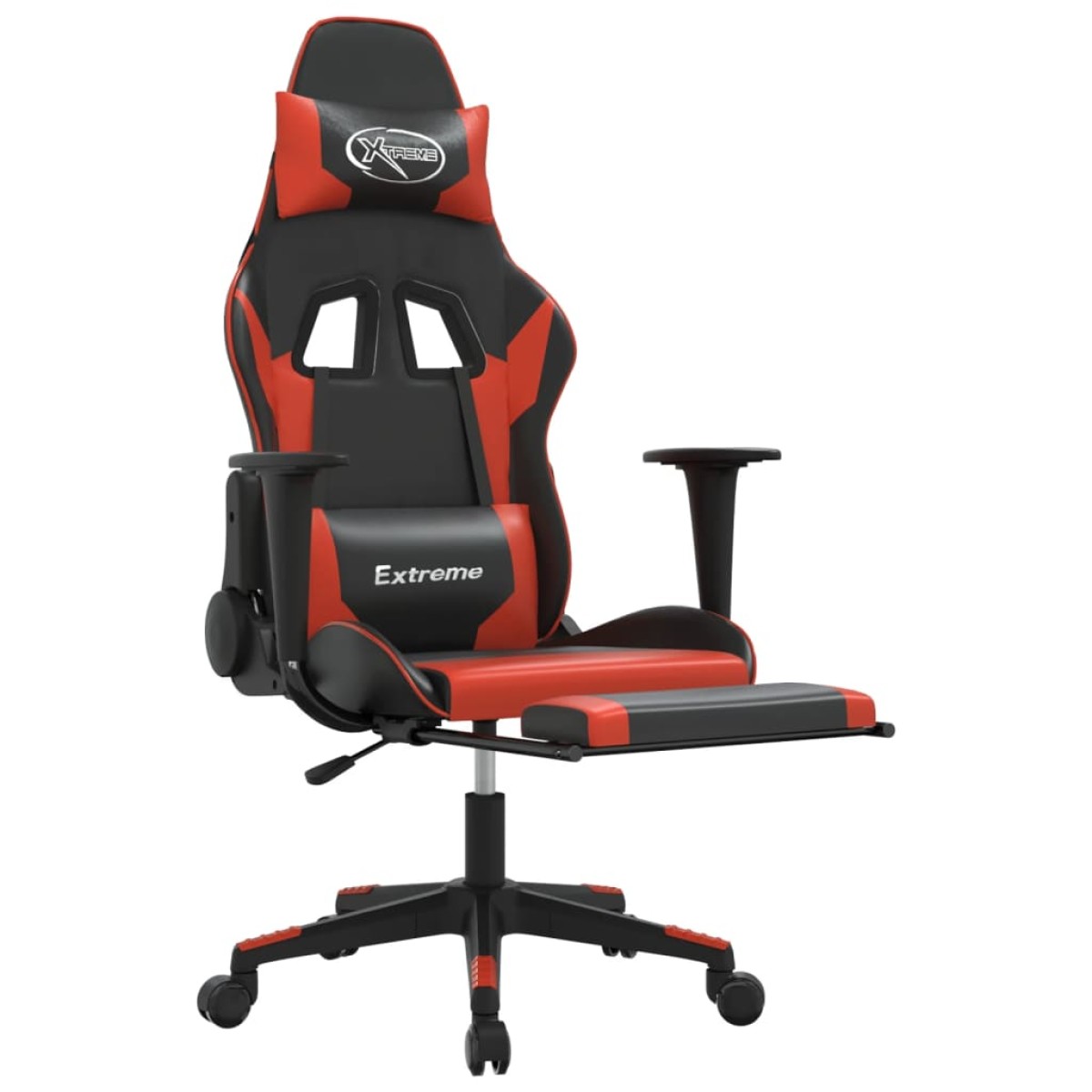 vidaXL Καρέκλα Gaming Μασάζ Υποπόδιο Μαύρο/Κόκκινο από Συνθετικό Δέρμα