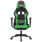 vidaXL Καρέκλα Gaming Μασάζ Υποπόδιο Μαύρο/Πράσινο από Συνθετικό Δέρμα