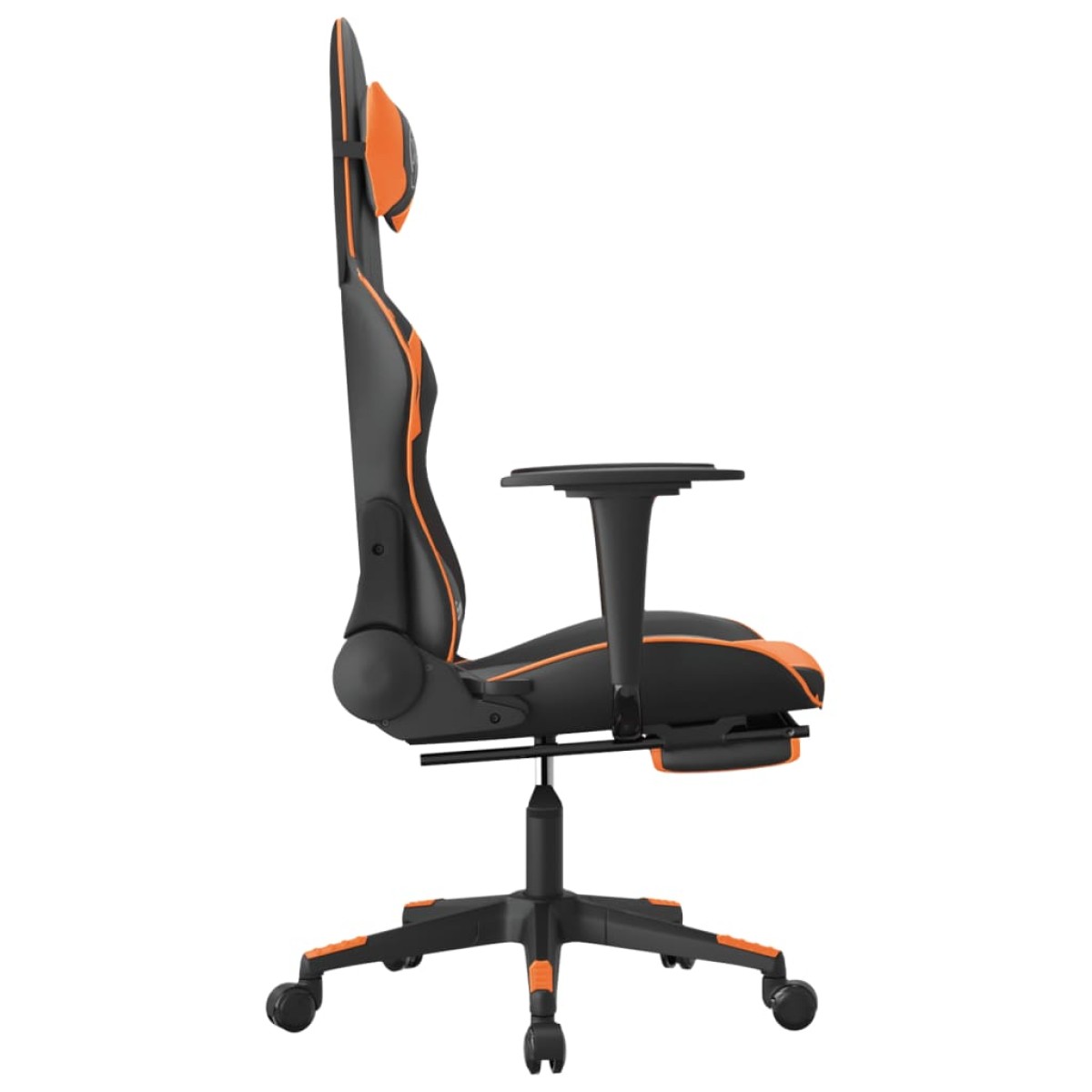 vidaXL Καρέκλα Gaming Μασάζ Υποπόδιο Μαύρο/Πορτοκαλί Συνθετικό Δέρμα