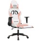 vidaXL Καρέκλα Gaming με Υποπόδιο Λευκό και Ροζ από Συνθετικό Δέρμα
