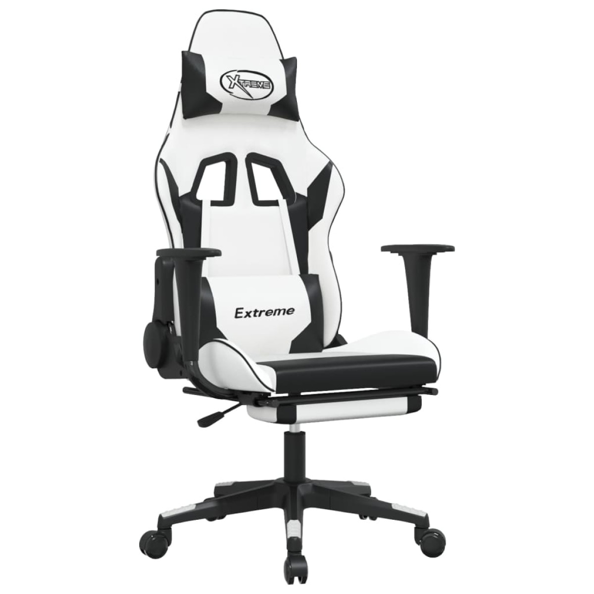 vidaXL Καρέκλα Gaming με Υποπόδιο Λευκό και Μαύρο από Συνθετικό Δέρμα