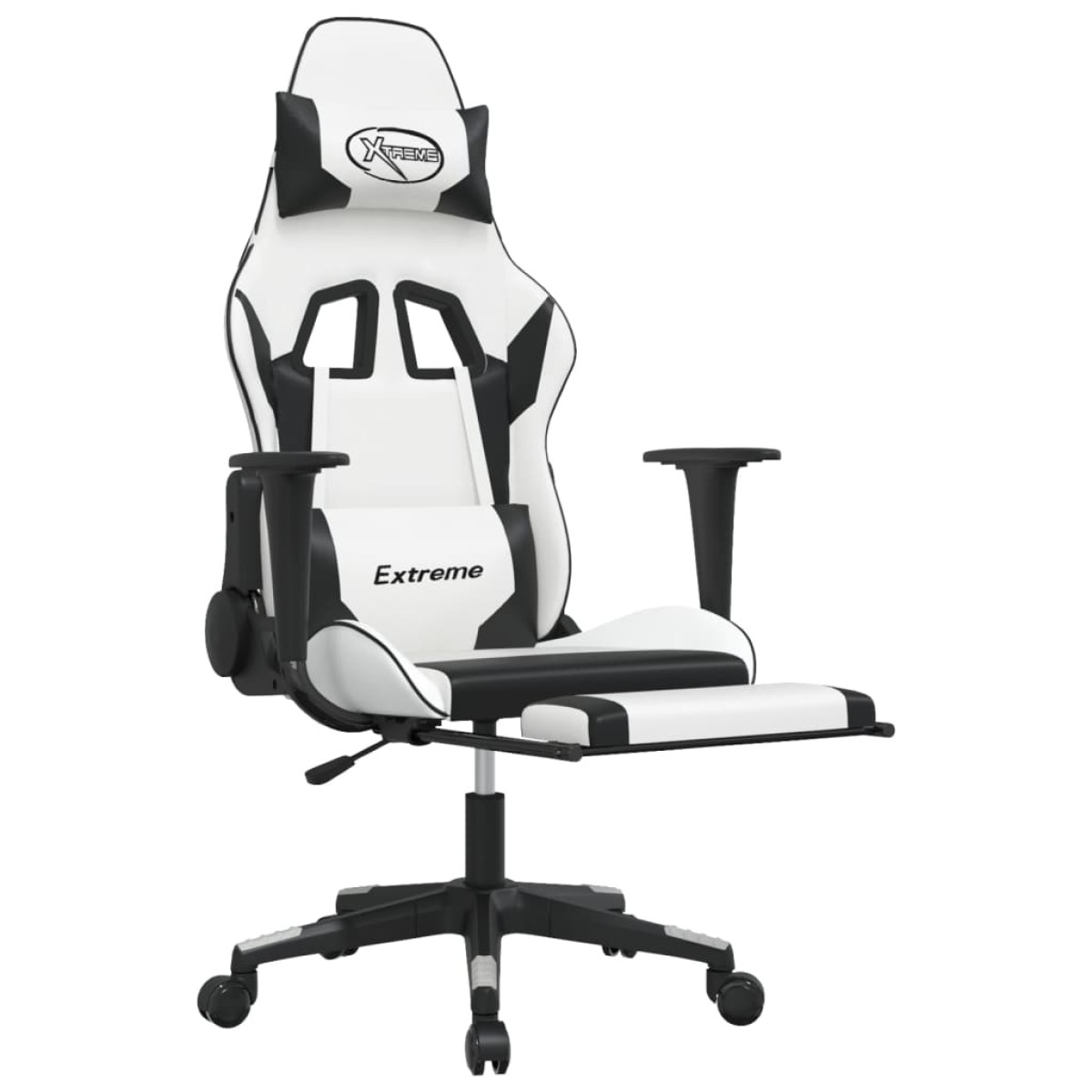 vidaXL Καρέκλα Gaming με Υποπόδιο Λευκό και Μαύρο από Συνθετικό Δέρμα