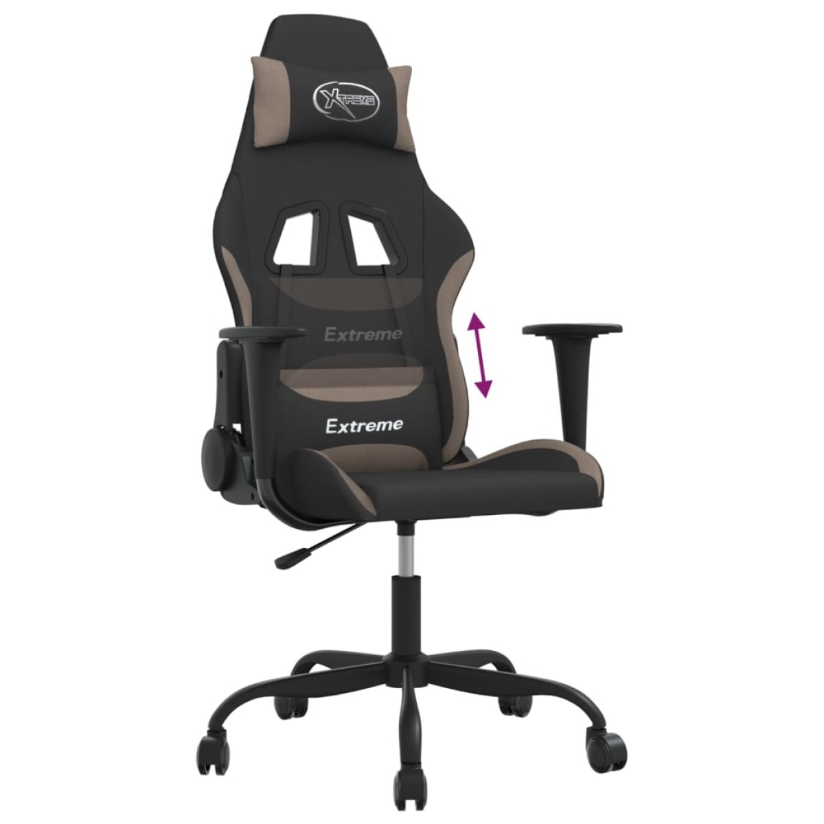 vidaXL Καρέκλα Gaming Μαύρη και Taupe Υφασμάτινη