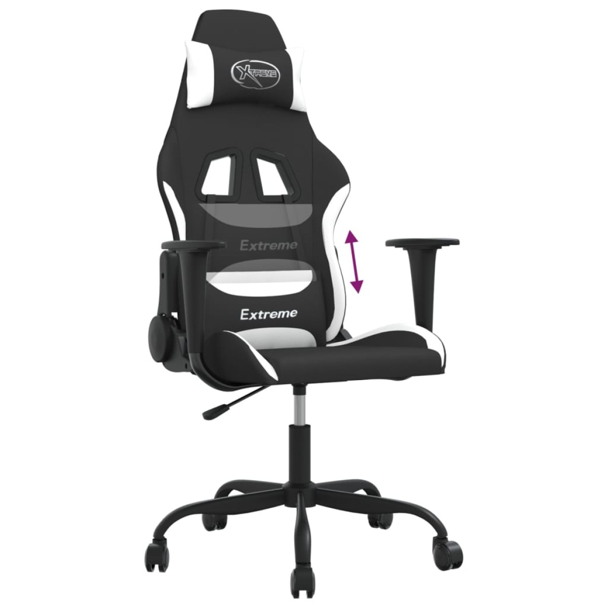 vidaXL Καρέκλα Gaming Μαύρη και Λευκό Υφασμάτινη
