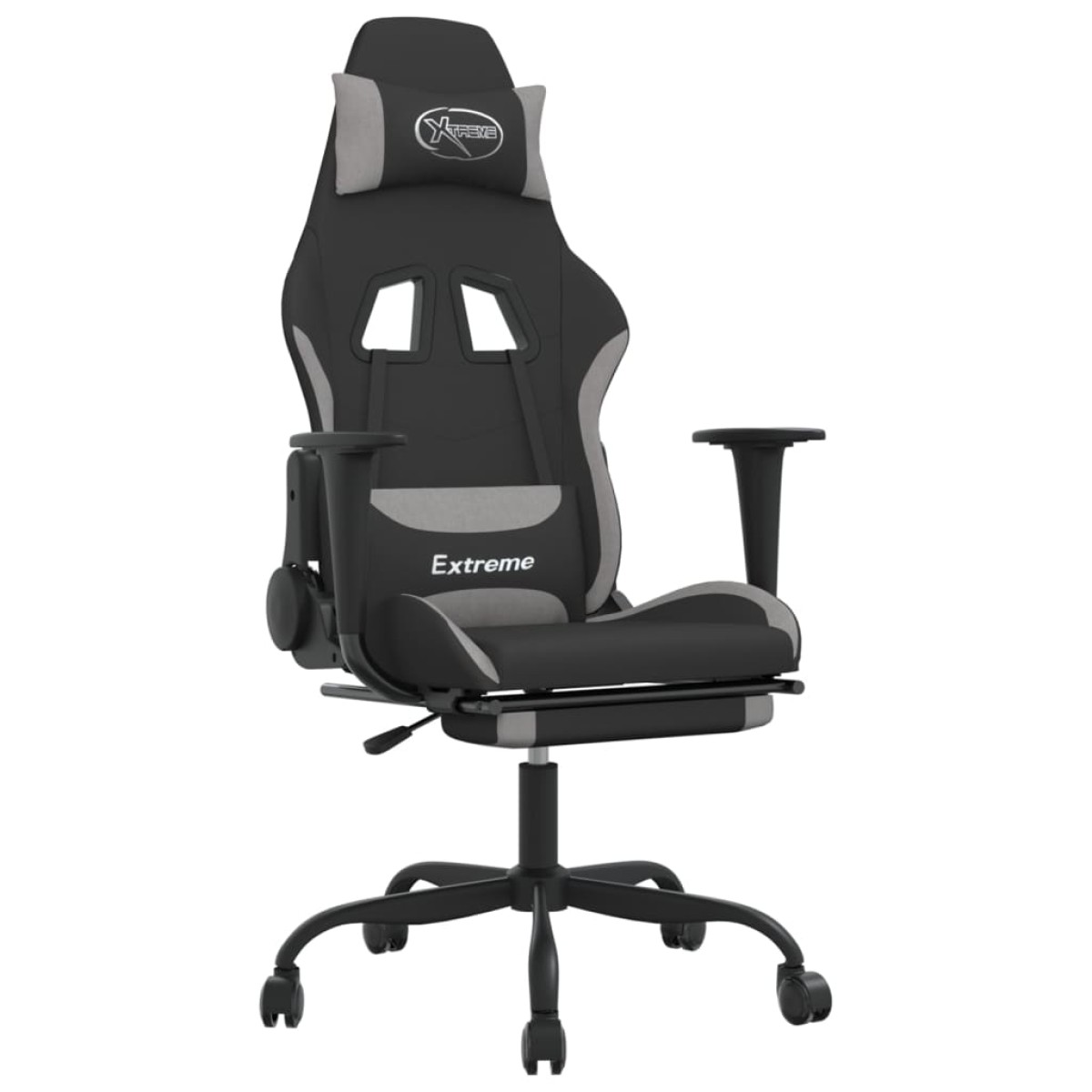 vidaXL Καρέκλα Gaming Μαύρη/Ανοιχτό γκρι Ύφασμα με Υποπόδιο