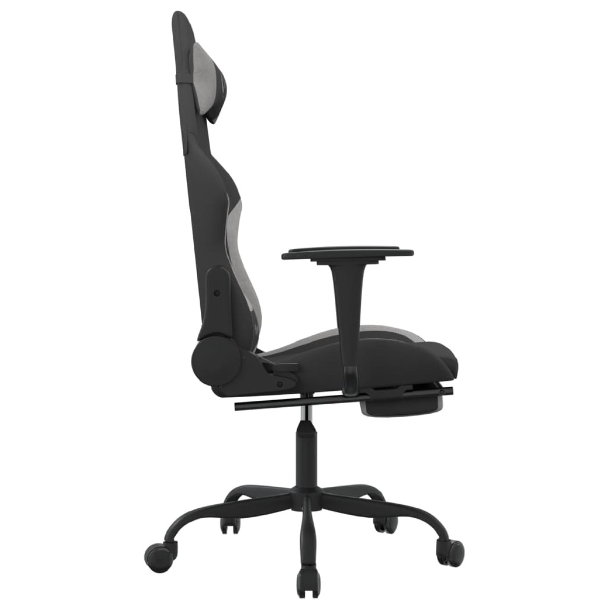 vidaXL Καρέκλα Gaming Μαύρη/Ανοιχτό γκρι Ύφασμα με Υποπόδιο