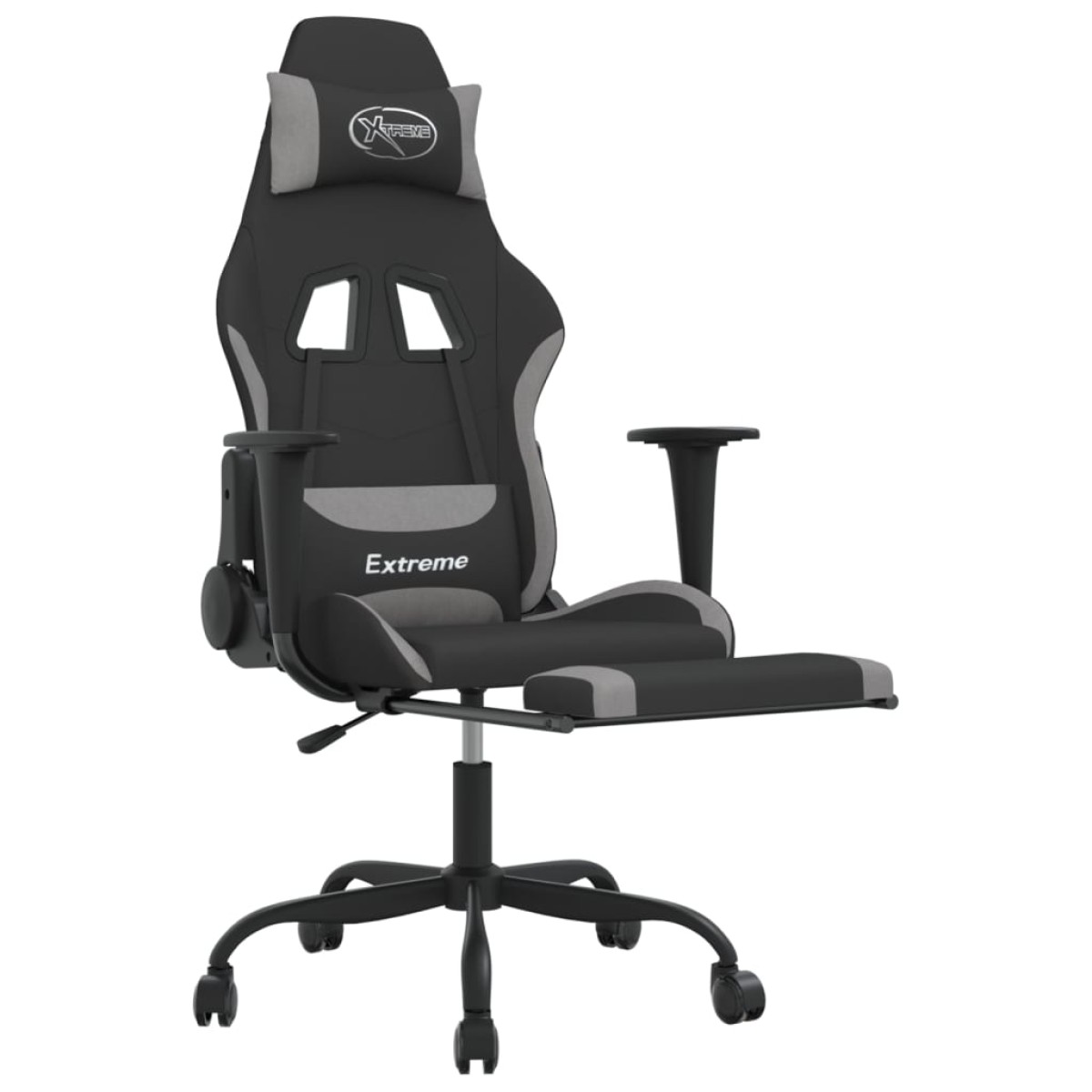 vidaXL Καρέκλα Gaming Μαύρη/Ανοιχτό γκρι Ύφασμα με Υποπόδιο