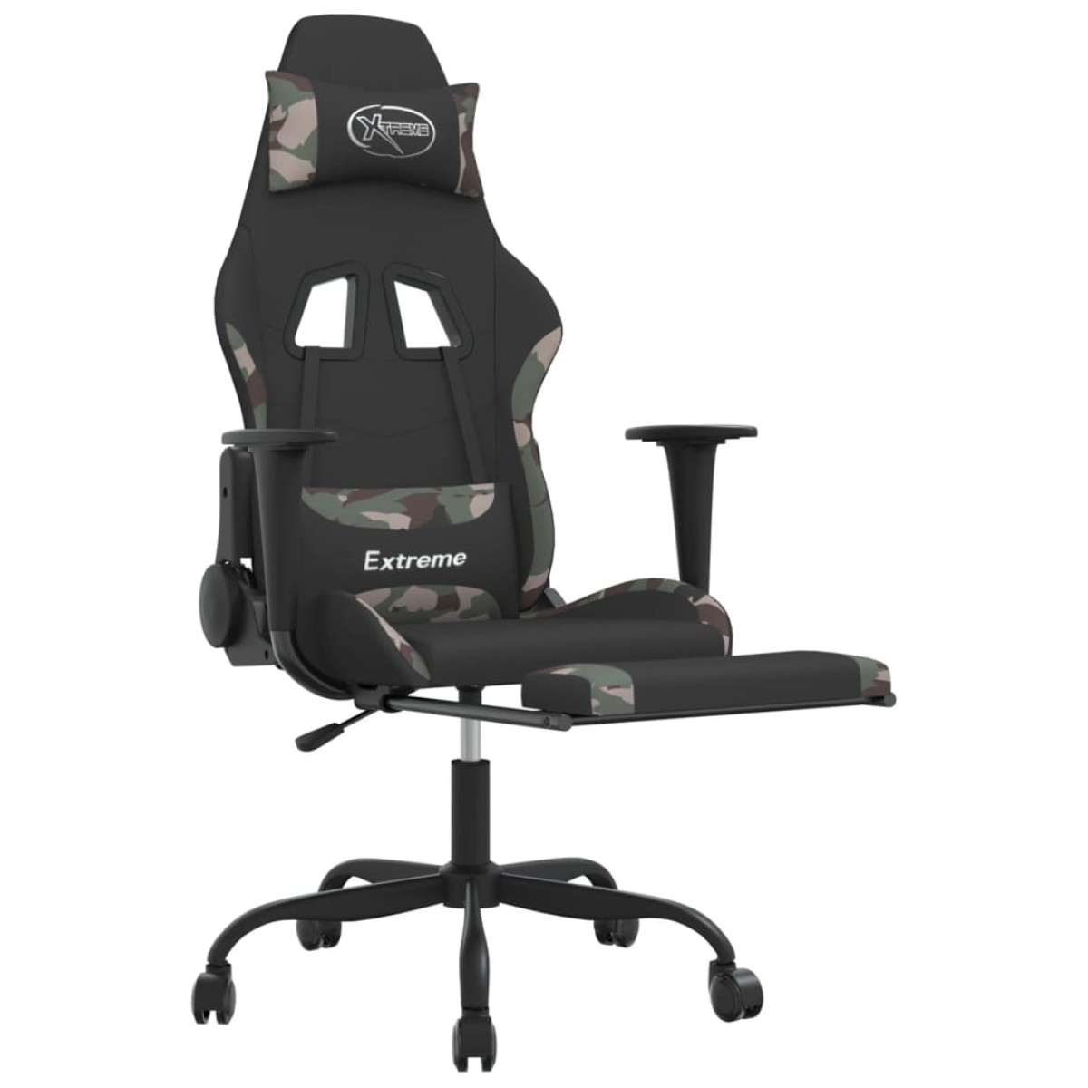 vidaXL Καρέκλα Gaming Μαύρο/Παραλλαγή Ύφασμα με Υποπόδιο