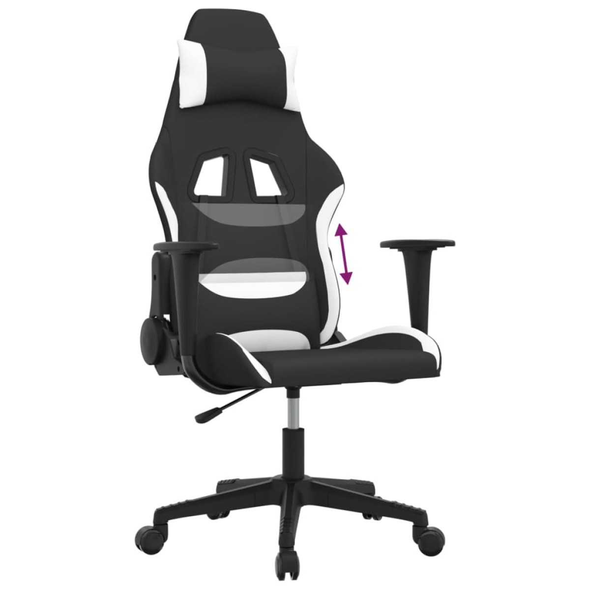 vidaXL Καρέκλα Gaming Μαύρη και Λευκό Υφασμάτινη