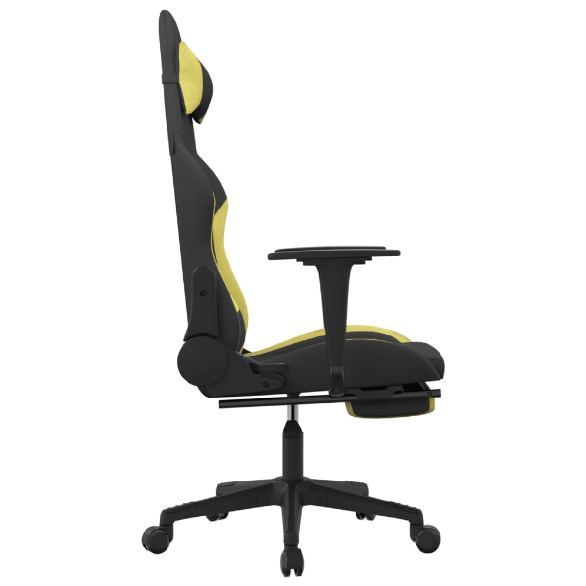 vidaXL Καρέκλα Gaming Μαύρη/Αν. Πράσινο Ύφασμα με Υποπόδιο