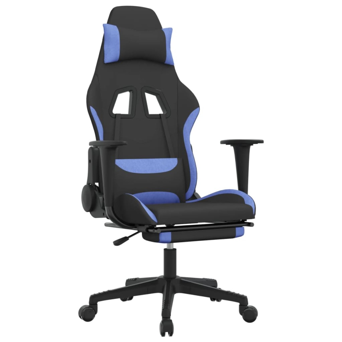 vidaXL Καρέκλα Gaming Μαύρη/Μπλε Ύφασμα με Υποπόδιο
