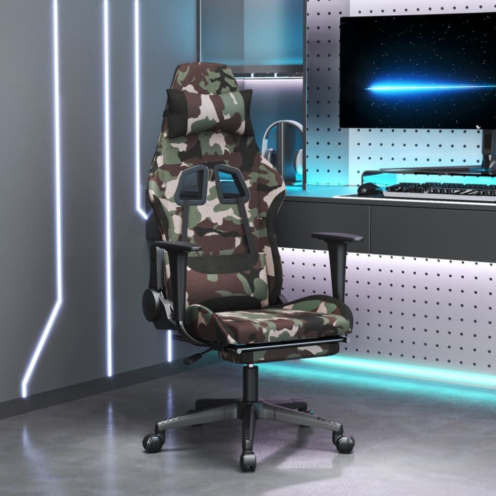 vidaXL Καρέκλα Gaming Παραλλαγή/Μαύρο Ύφασμα με Υποπόδιο