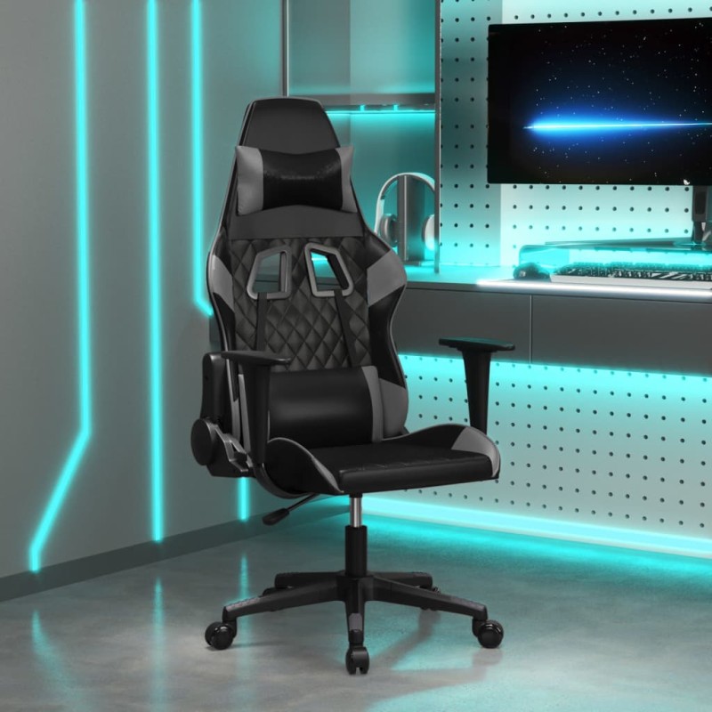 vidaXL Καρέκλα Gaming Μαύρο/Γκρι από Συνθετικό Δέρμα