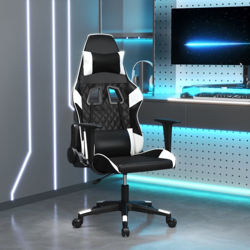 vidaXL Καρέκλα Gaming Μαύρο/Λευκό από Συνθετικό Δέρμα