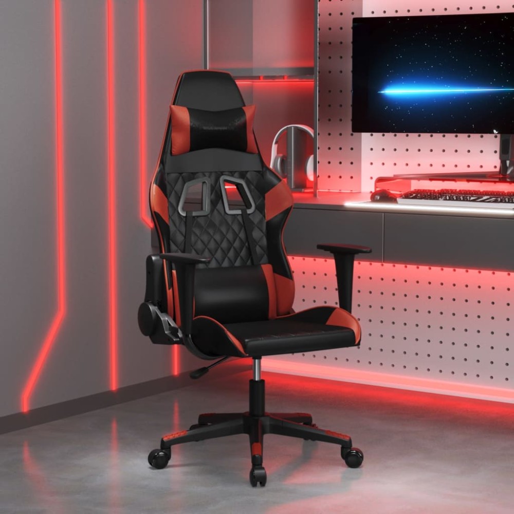 vidaXL Καρέκλα Gaming Μαύρο/Μπορντό από Συνθετικό Δέρμα