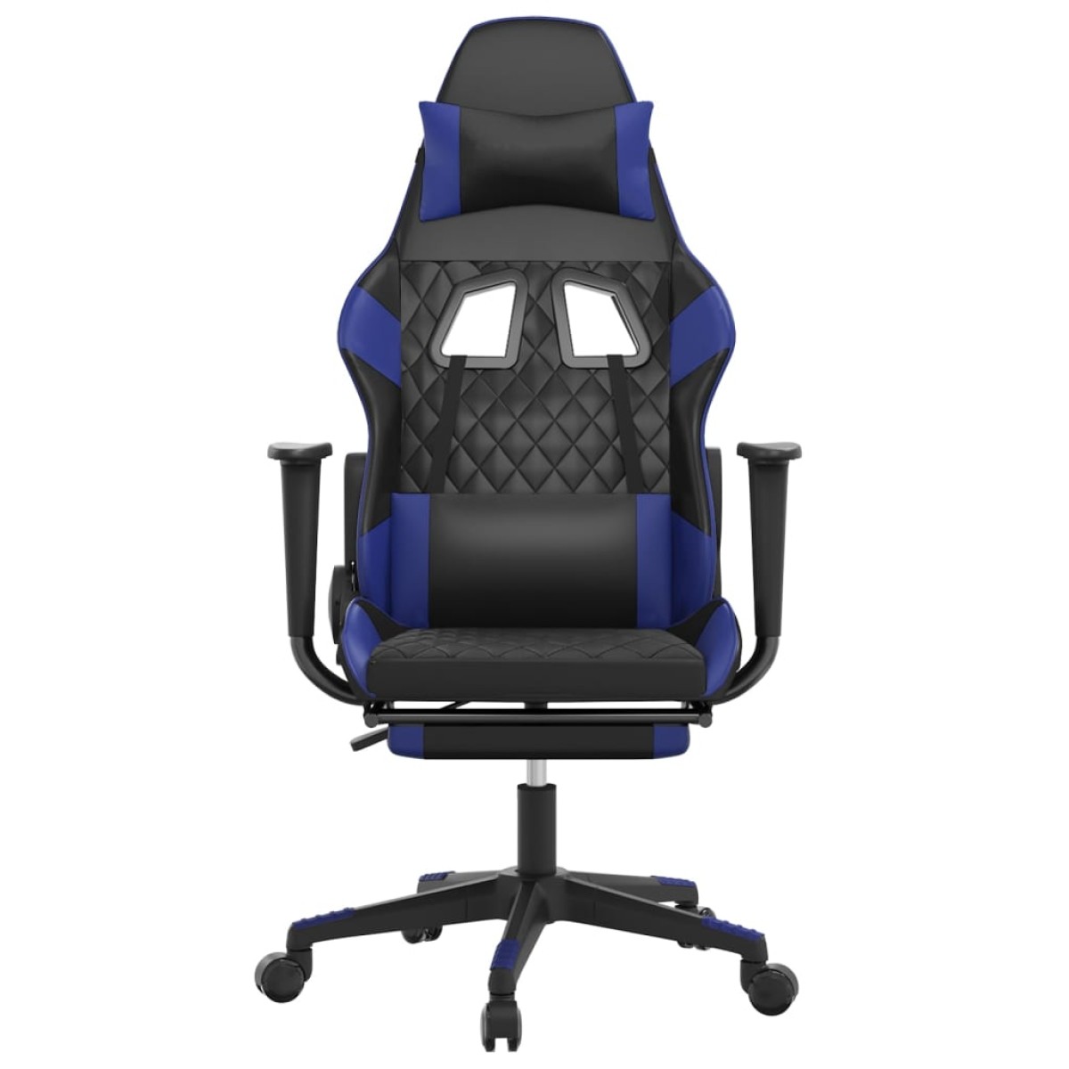 vidaXL Καρέκλα Gaming Μασάζ Υποπόδιο Μαύρο/μπλε από Συνθετικό Δέρμα