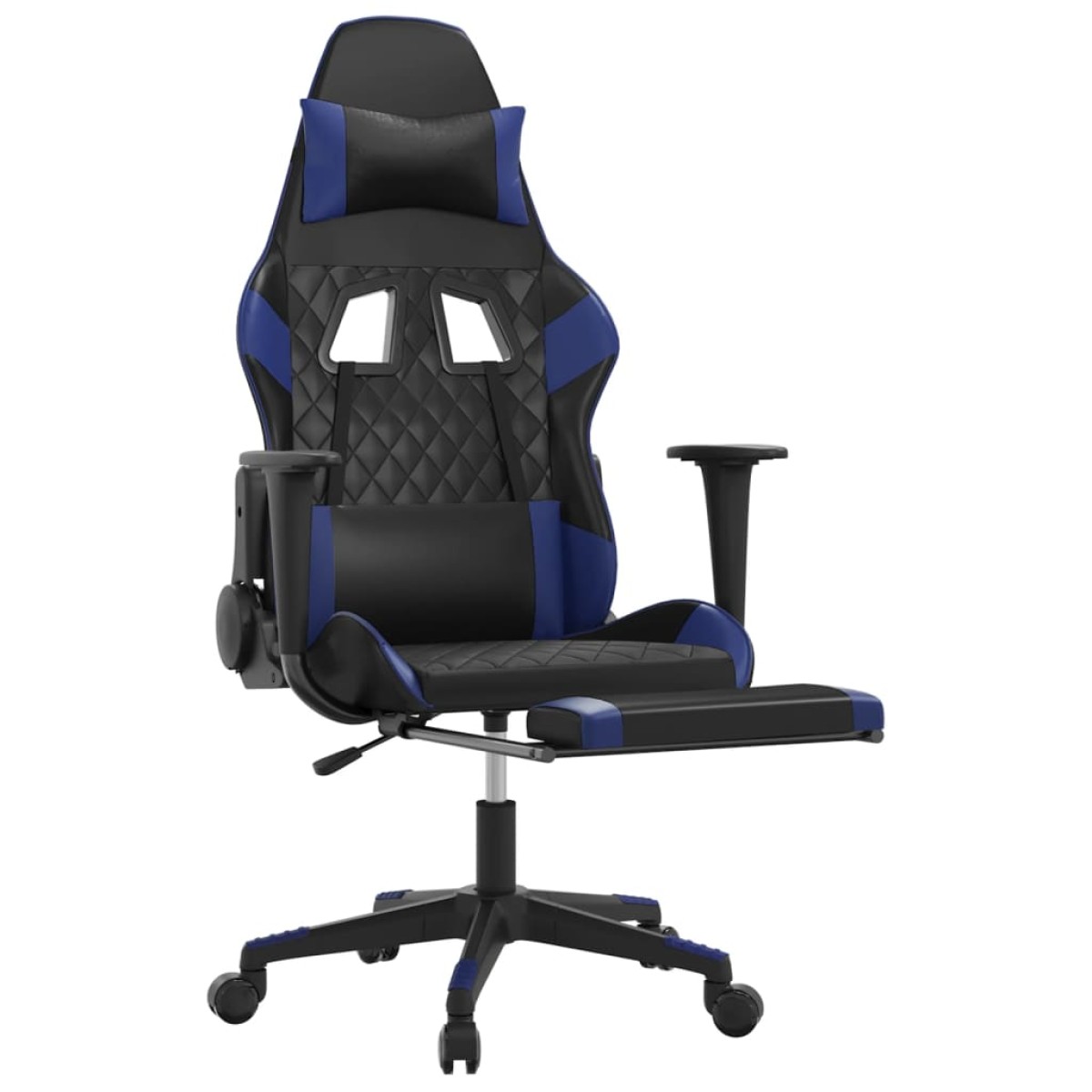 vidaXL Καρέκλα Gaming Μασάζ Υποπόδιο Μαύρο/μπλε από Συνθετικό Δέρμα