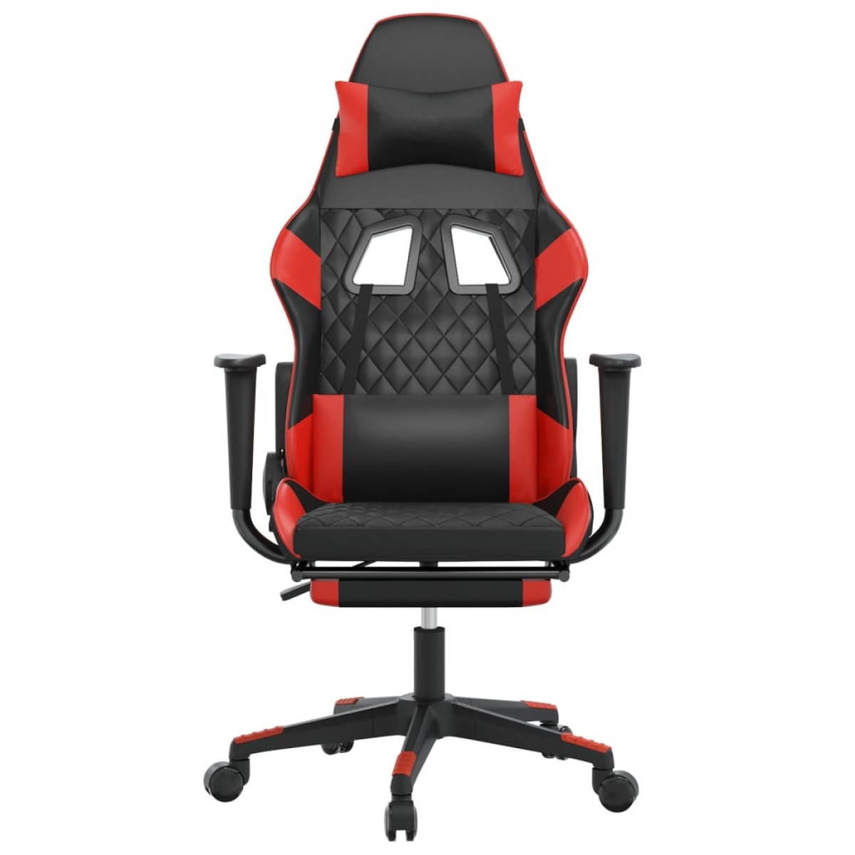 vidaXL Καρέκλα Gaming Μασάζ Υποπόδιο Μαύρο/Κόκκινο από Συνθετικό Δέρμα
