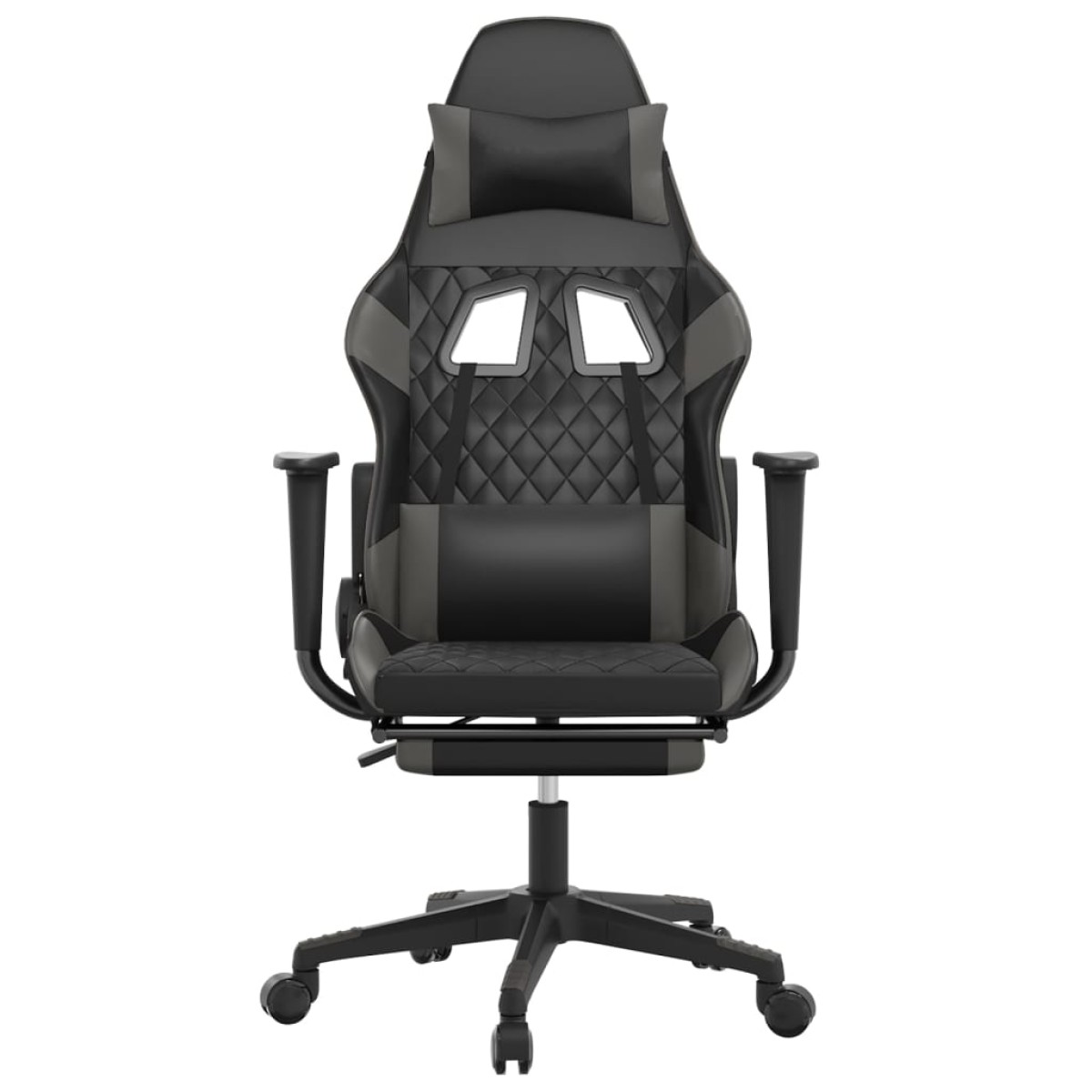 vidaXL Καρέκλα Gaming Μασάζ Υποπόδιο Μαύρο/Γκρι από Συνθετικό Δέρμα