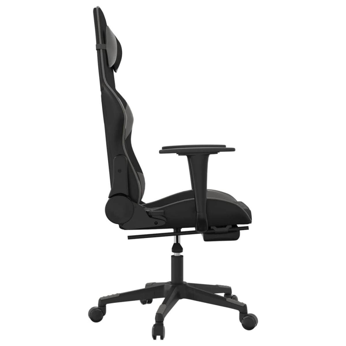 vidaXL Καρέκλα Gaming Μασάζ Υποπόδιο Μαύρο/Γκρι από Συνθετικό Δέρμα