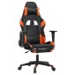vidaXL Καρέκλα Gaming Μασάζ Υποπόδιο Μαύρο/Πορτοκαλί Συνθετικό Δέρμα