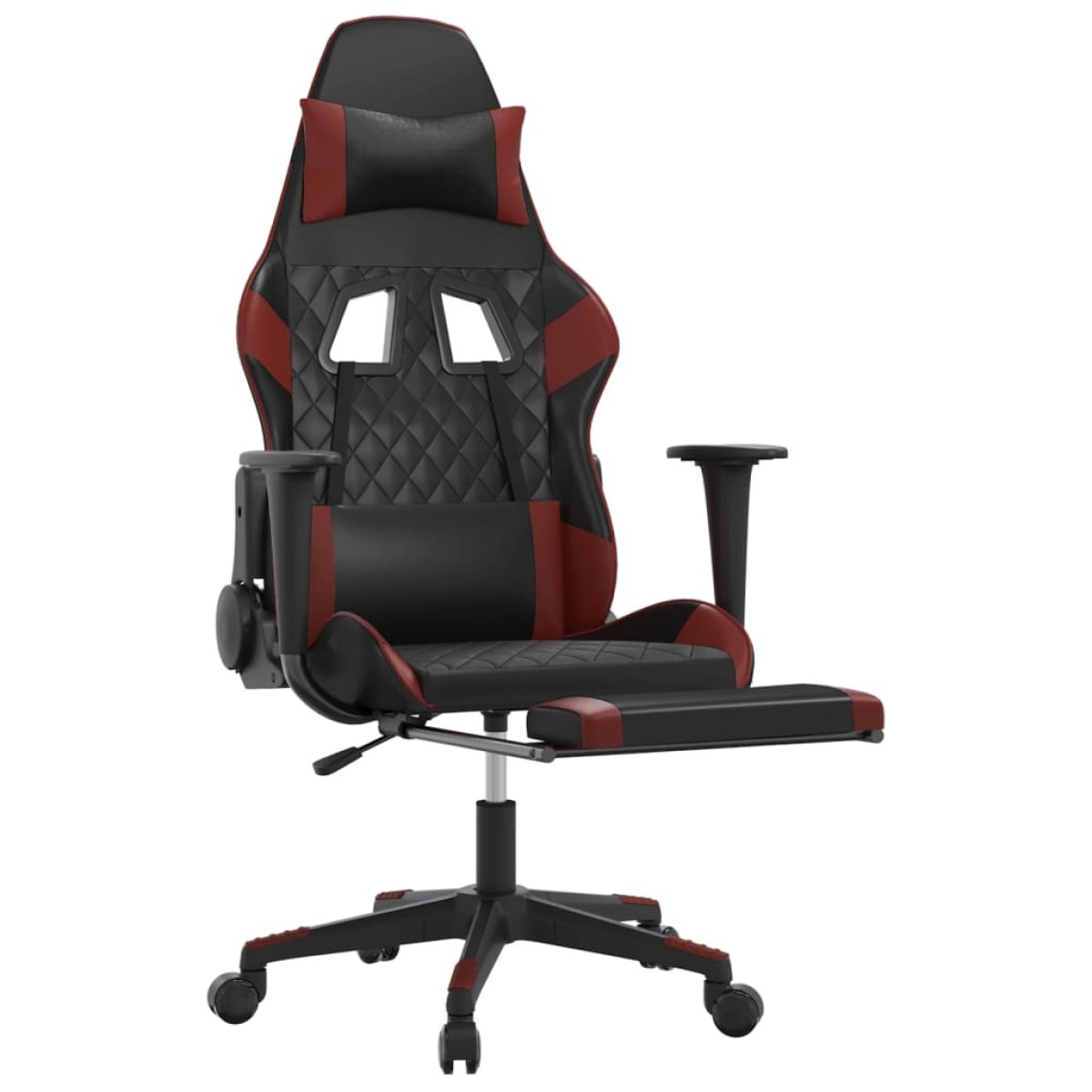 vidaXL Καρέκλα Gaming Μασάζ Υποπόδιο Μαύρο/Μπορντό από Συνθετικό Δέρμα