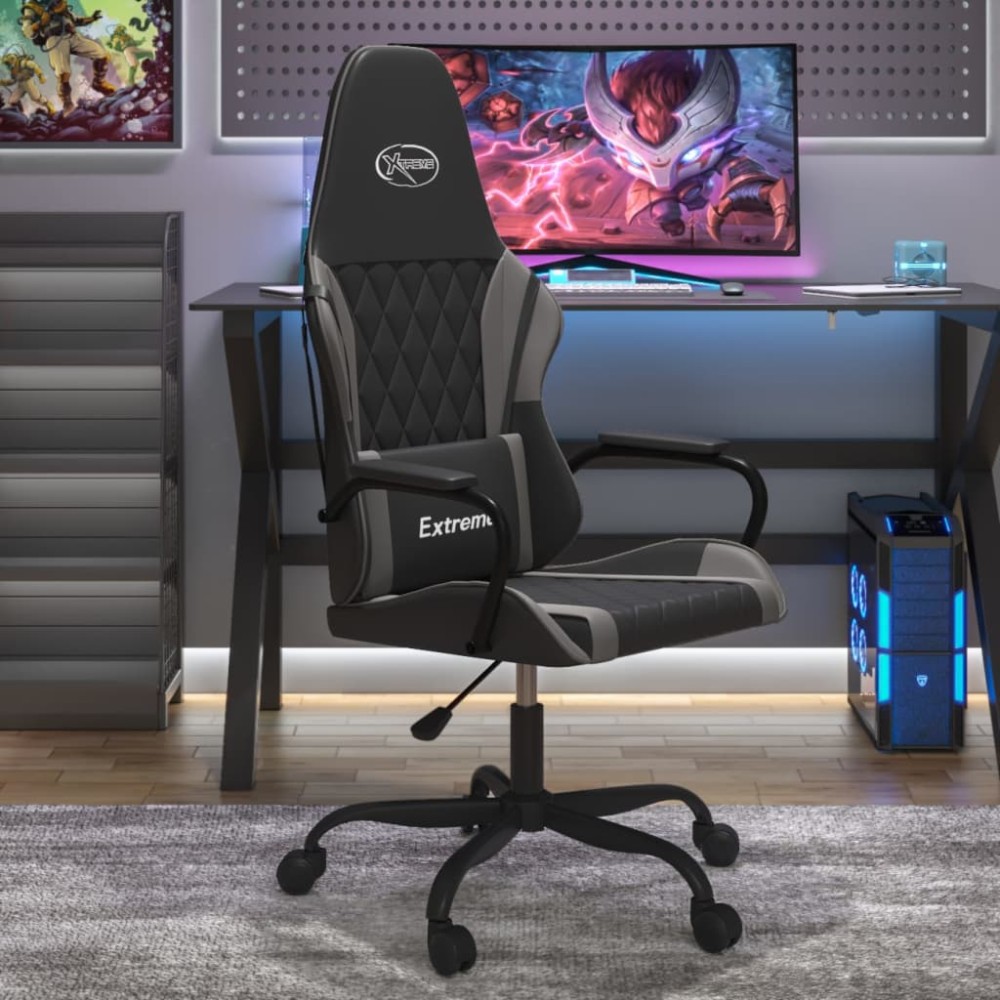 vidaXL Καρέκλα Gaming Μαύρο/Γκρι από Συνθετικό Δέρμα