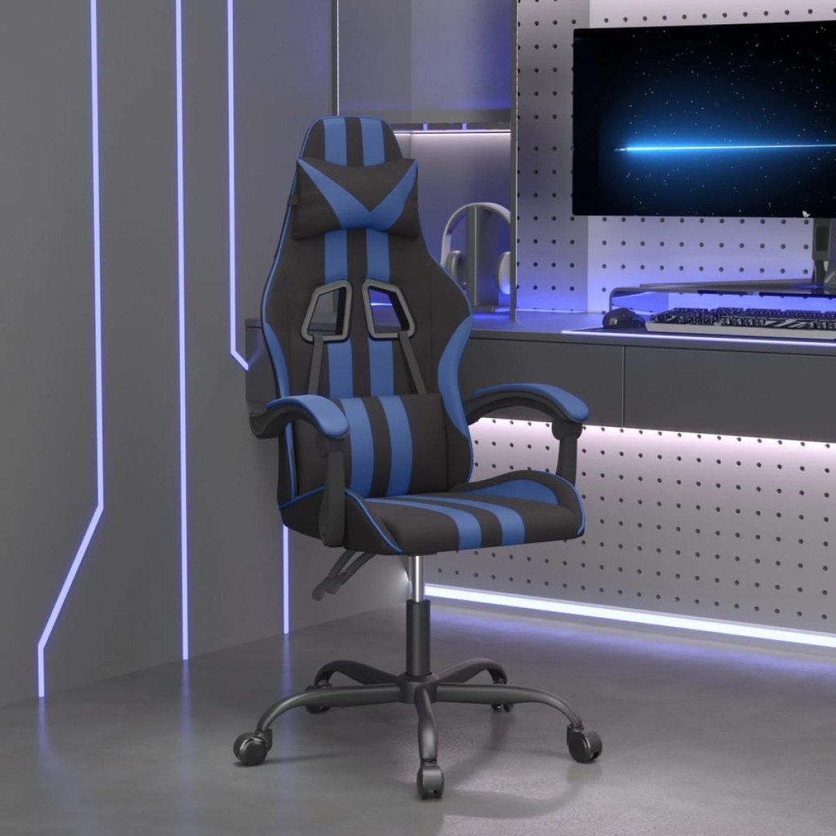 vidaXL Καρέκλα Gaming Μαύρο/Μπλε από Συνθετικό Δέρμα