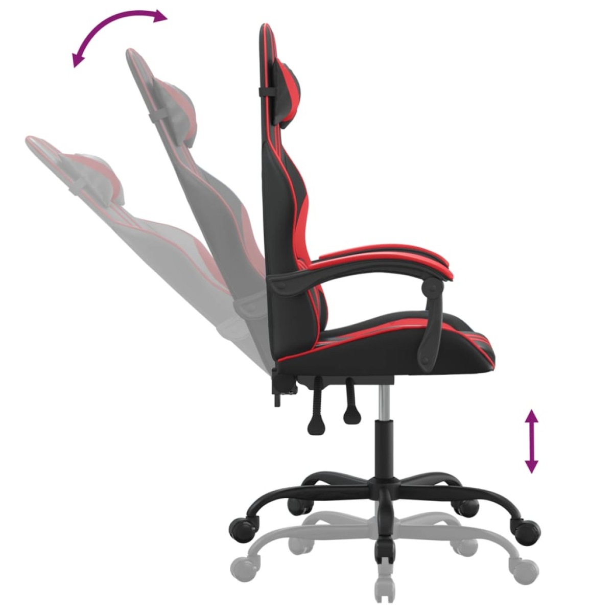 vidaXL Καρέκλα Gaming Μασάζ Μαύρο/Κόκκινο από Συνθετικό Δέρμα