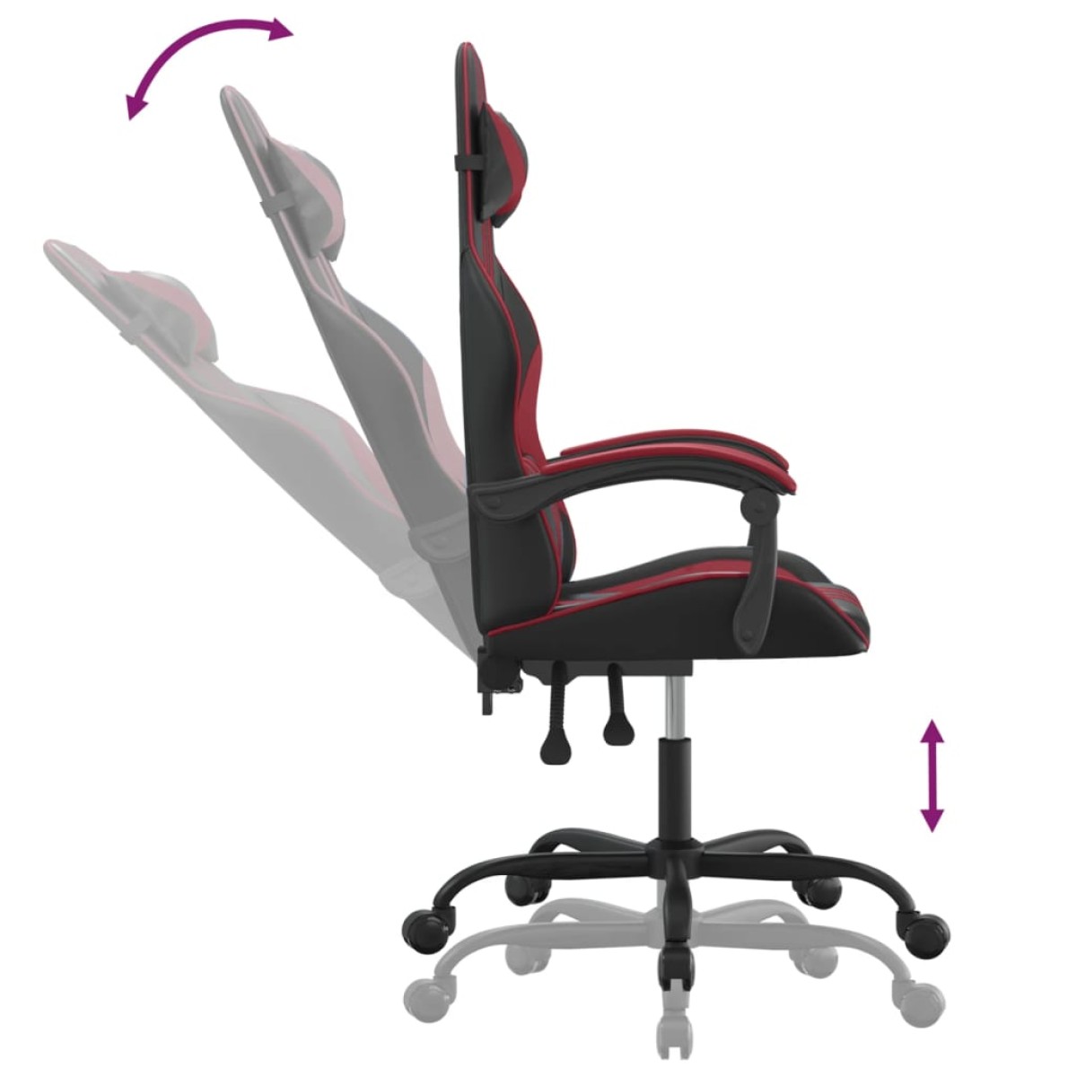 vidaXL Καρέκλα Gaming Μαύρο/Μπορντό από Συνθετικό Δέρμα