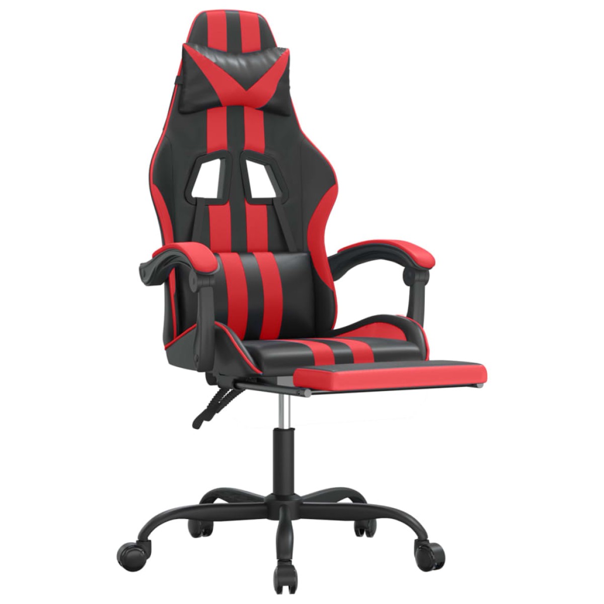 vidaXL Καρέκλα Gaming Μασάζ Υποπόδιο Μαύρο/Κόκκινο από Συνθετικό Δέρμα
