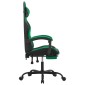 vidaXL Καρέκλα Gaming Μασάζ Υποπόδιο Μαύρο/Πράσινο από Συνθετικό Δέρμα