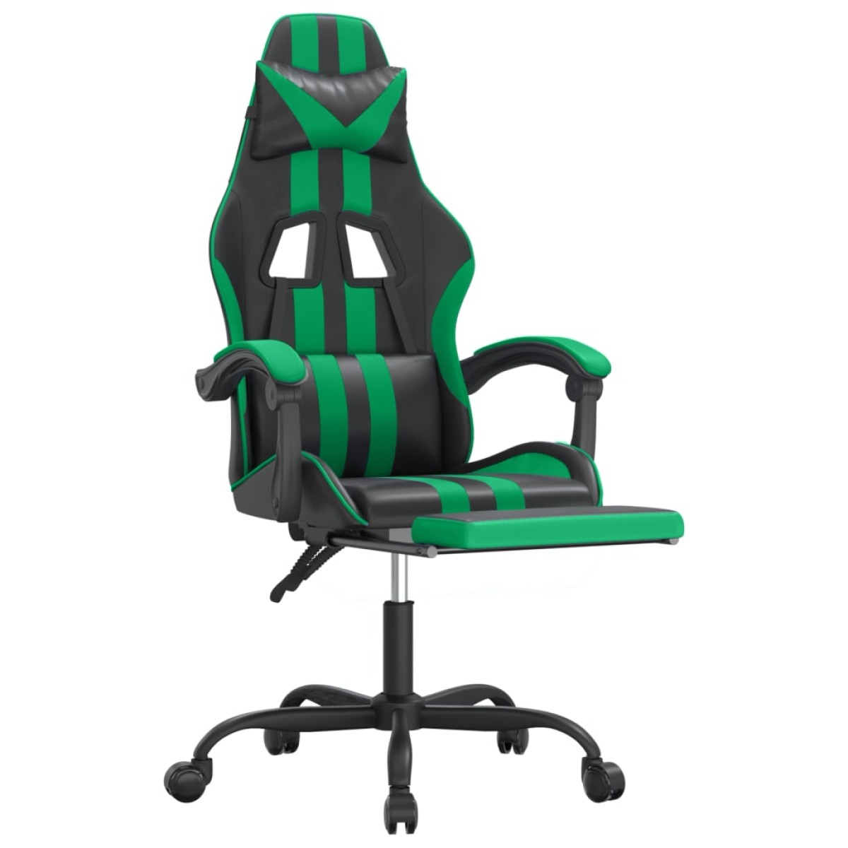 vidaXL Καρέκλα Gaming Μασάζ Υποπόδιο Μαύρο/Πράσινο από Συνθετικό Δέρμα