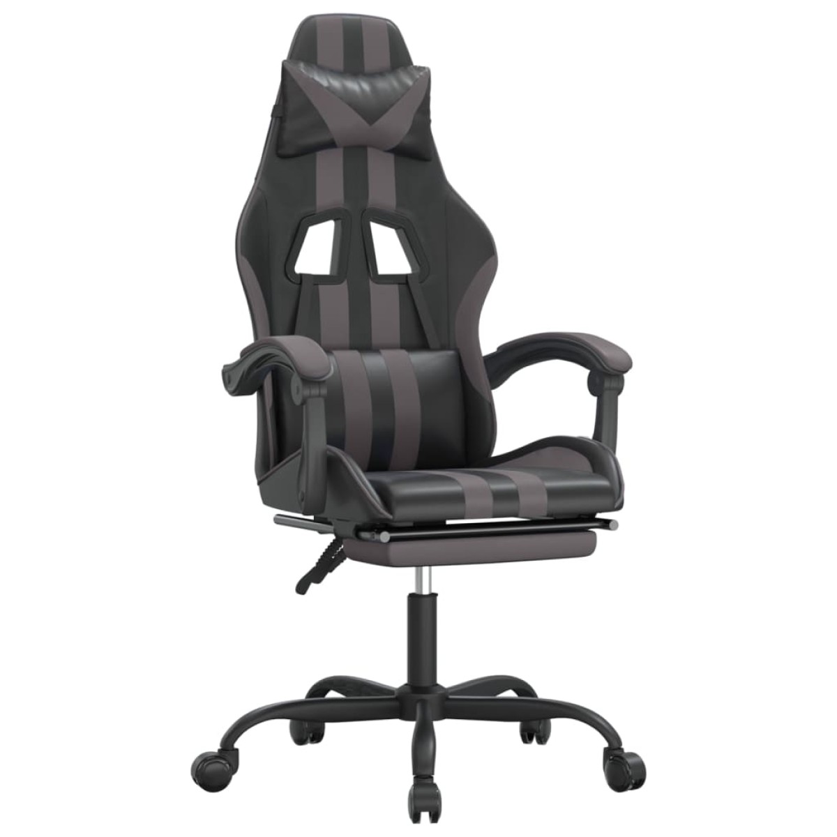vidaXL Καρέκλα Gaming Μασάζ Υποπόδιο Μαύρο/Γκρι από Συνθετικό Δέρμα