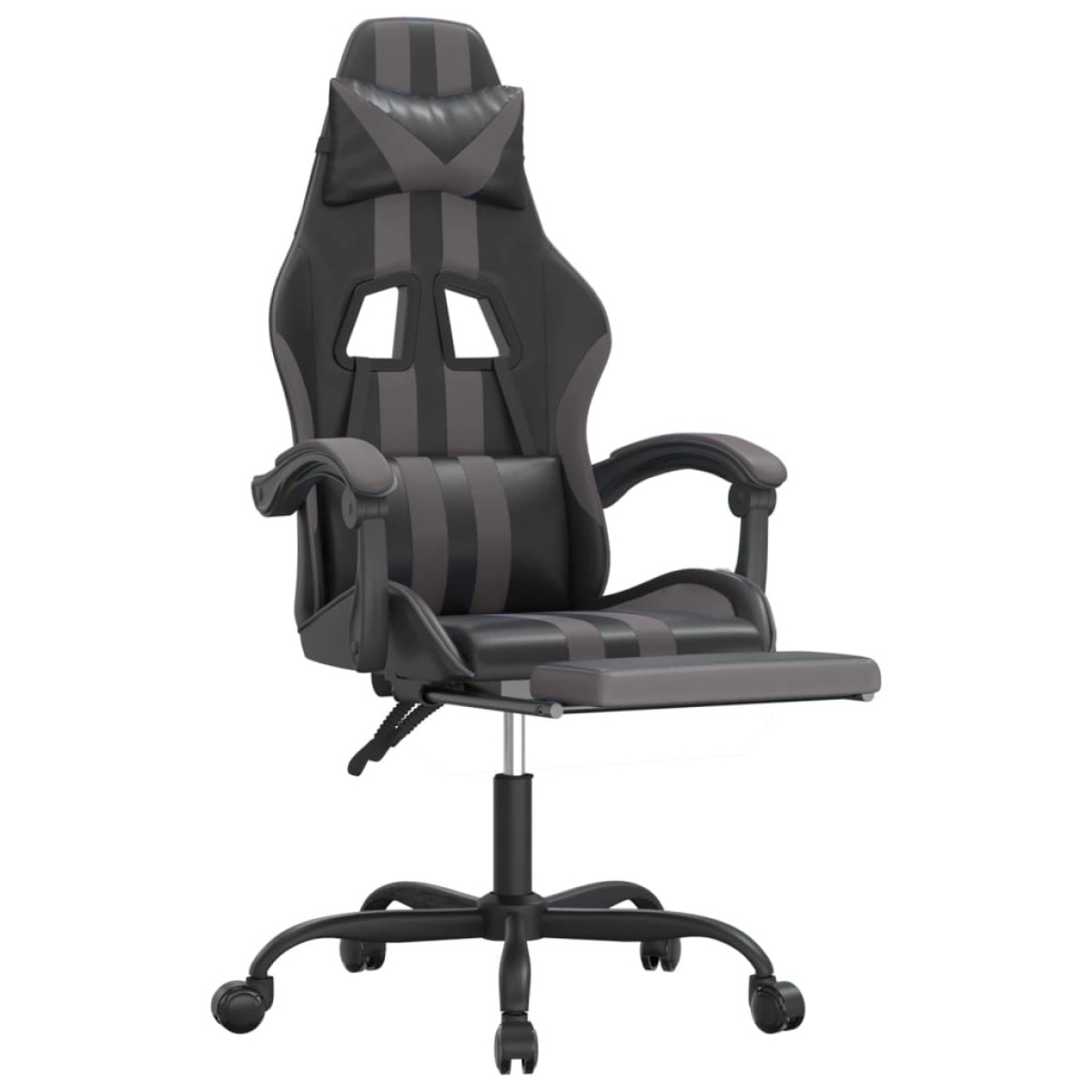 vidaXL Καρέκλα Gaming Μασάζ Υποπόδιο Μαύρο/Γκρι από Συνθετικό Δέρμα