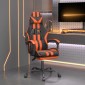 vidaXL Καρέκλα Gaming Μασάζ Υποπόδιο Μαύρο/Πορτοκαλί Συνθετικό Δέρμα