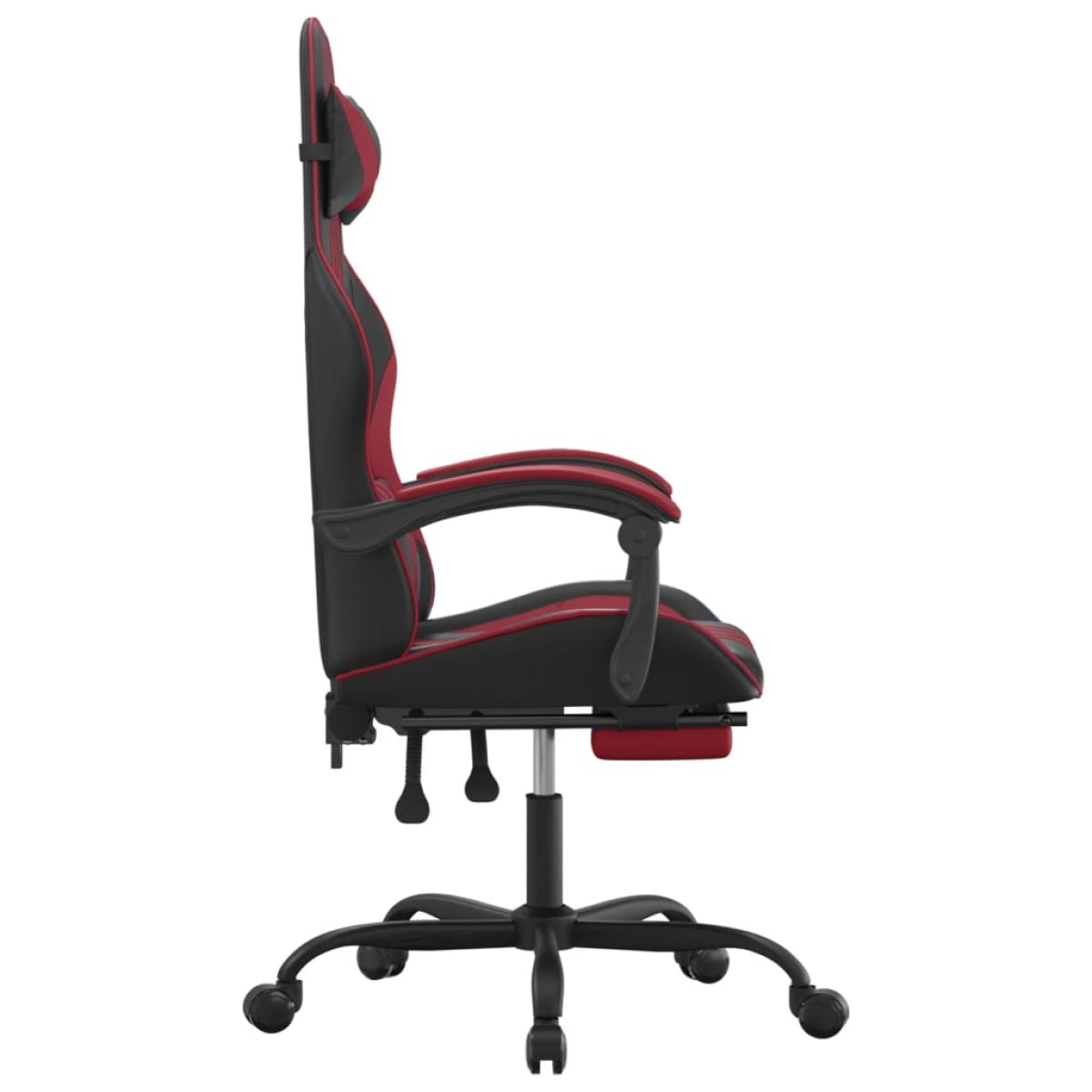 vidaXL Καρέκλα Gaming Μασάζ Υποπόδιο Μαύρο/Μπορντό από Συνθετικό Δέρμα