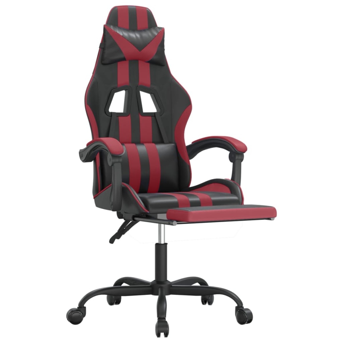 vidaXL Καρέκλα Gaming Μασάζ Υποπόδιο Μαύρο/Μπορντό από Συνθετικό Δέρμα